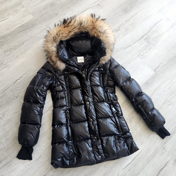 Sam Millennium Fox Fur-Trim  Down Puffer Jacket. Size: S Missing BELT - Picture 1 of 14